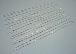 Eight 925 sterling silver belcher chains, 18", 37g