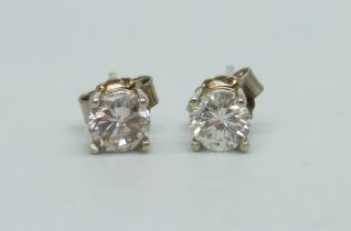 A pair of diamond stud earrings, set in 18ct white gold, 1.2 carat diamond weight