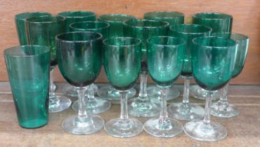 A collection of green glass wines (15) **PLEASE NOTE THIS LOT IS NOT ELIGIBLE FOR POSTING AND