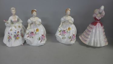 Four Royal Doulton figures, Diana, Marilyn (x2) and Susan