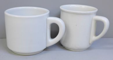 Two German mess hall cups, one handle a/f