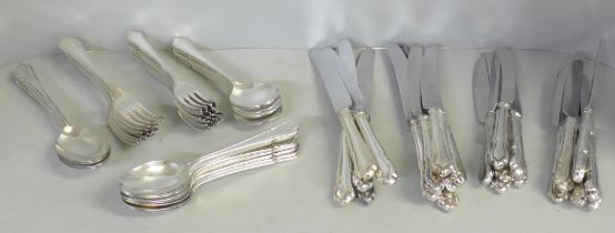 Sheffield steel cutlery, forks, spoons, serving spoons and knives