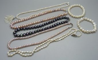 Freshwater, Baroque pearl necklets and bracelets