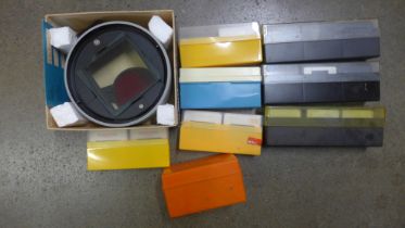 A box of mixed photographic slides and a slide viewer **PLEASE NOTE THIS LOT IS NOT ELIGIBLE FOR