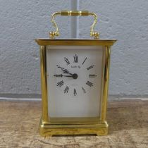 A brass cased carriage clock, quartz movement