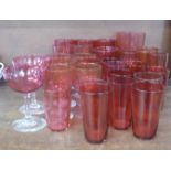 A collection of cranberry glass wines and beakers (29) **PLEASE NOTE THIS LOT IS NOT ELIGIBLE FOR