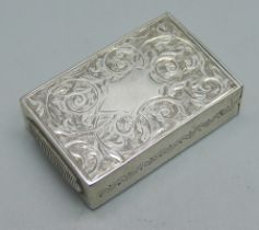 An engraved silver vesta case, Chester 1884, 16g