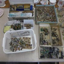 A large collection of painted metal gaming figures including Hinchliffe models, soldiers,