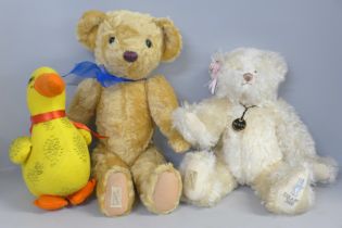 Two Dean's Rag Book Teddy bears, Matilda 159/2000 and Herbert and a Dean's felt duck (3)