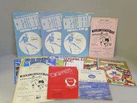 Football memorabilia; football programmes for league games between clubs who are no longer in the