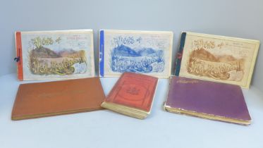 Two Edwardian keepsake books with poems, drawings and paintings, a book on Nottingham and three