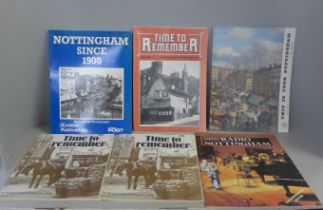 A collection of Nottingham ephemera, books including Victorian Nottingham volumes 1-9 and