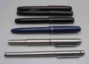 Ink pens including three with 14ct gold nibs