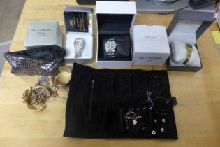 Rotary, Seiko and Marcel Drucker wristwatches and costume jewellery
