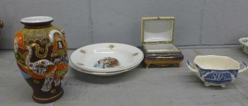 A pair of dishes 'Pals', a lidded pot, a dish and a vase **PLEASE NOTE THIS LOT IS NOT ELIGIBLE
