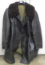 A 1970s tweed lined leather jacket