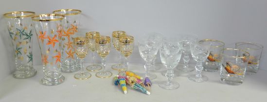 Six Babycham glasses and a collection of other retro glassware **PLEASE NOTE THIS LOT IS NOT