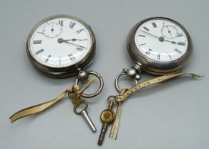 A silver pair cased pocket watch, Chester 1890, and a silver cased Waltham pocket watch