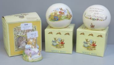 Two Royal Doulton Bunnykins Money Banks and a Brambly Hedge Mr Toadflax