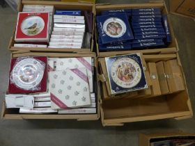 A large collection of collectors plates; Royal Doulton, Aynsley and Royal Albert, including 1980s