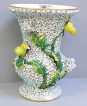 A Meissen porcelain 'Schneeballen' vase decorated with blossoms of Schneeball flowers, leaves and