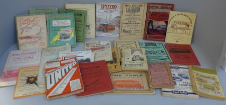 Twenty-six bus and coach company timetables, 1921-1939