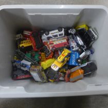 A box of die-cast model vehicles