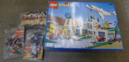 A Lego System boxed set, complete and three other Lego sets with instructions; Star Wars Desert