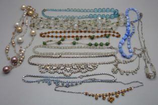 Twelve vintage necklets