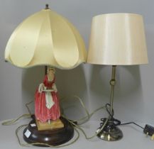 A figural table lamp and one other