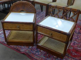 A pair of similar bamboo bedside cabinets