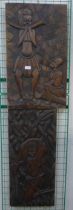 Two African carved wooden plaques