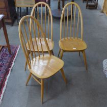 A set of three Ercol Blonde elm and beech Quaker chairs