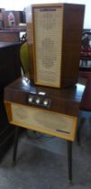 A vintage Fidelio-Ferranti walnut record player with matching speaker