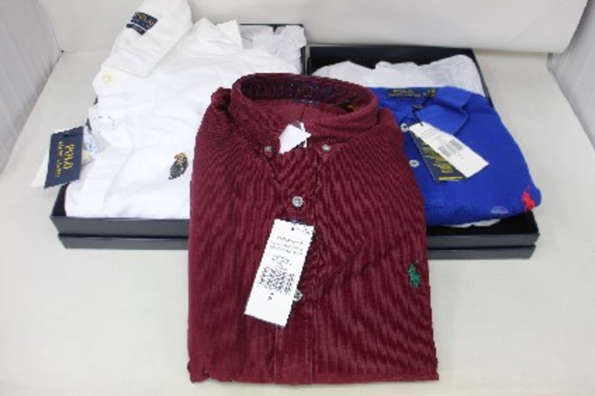 A Ralph Lauren slim fit classics 2 corduroy red button down shirt (Size M) boxed, a Ralph Lauren