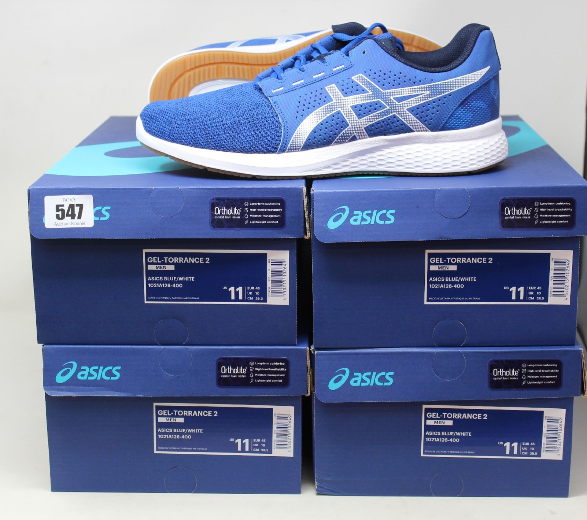 Four pairs of men's Asics Gel Torrance 2 blue/white (Size 4 x UK 10).