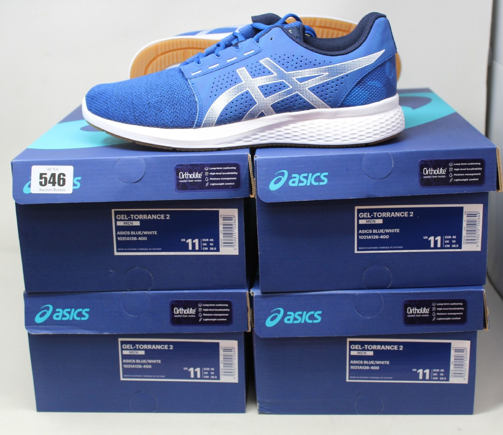 Four pairs of men's Asics Gel Torrance 2 blue/white (Size 4 x UK 10).