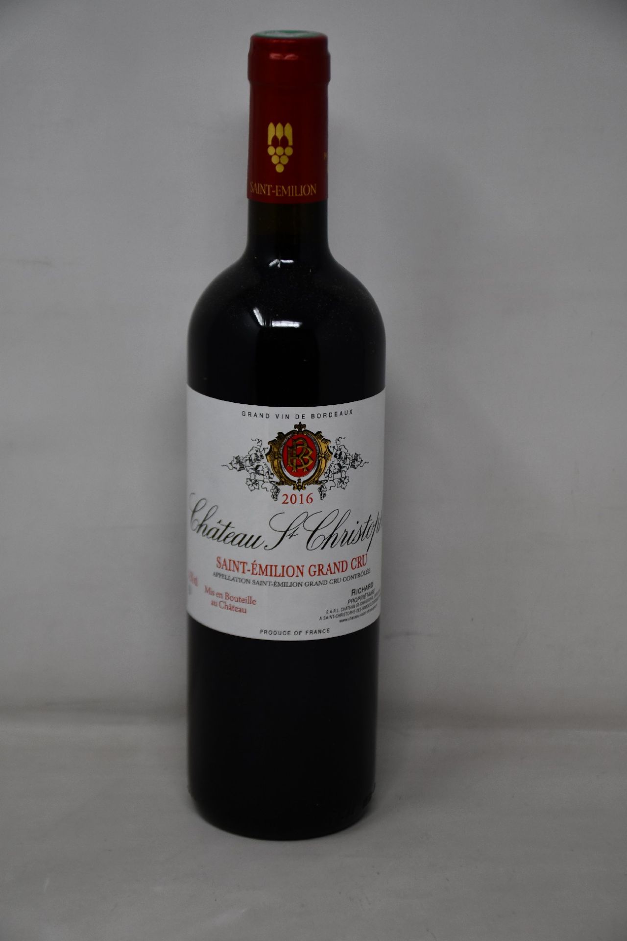 Twelve bottle of Château St Christophe Saint-Émilion Grand Cru 2016 (750ml) (Over 18s only).