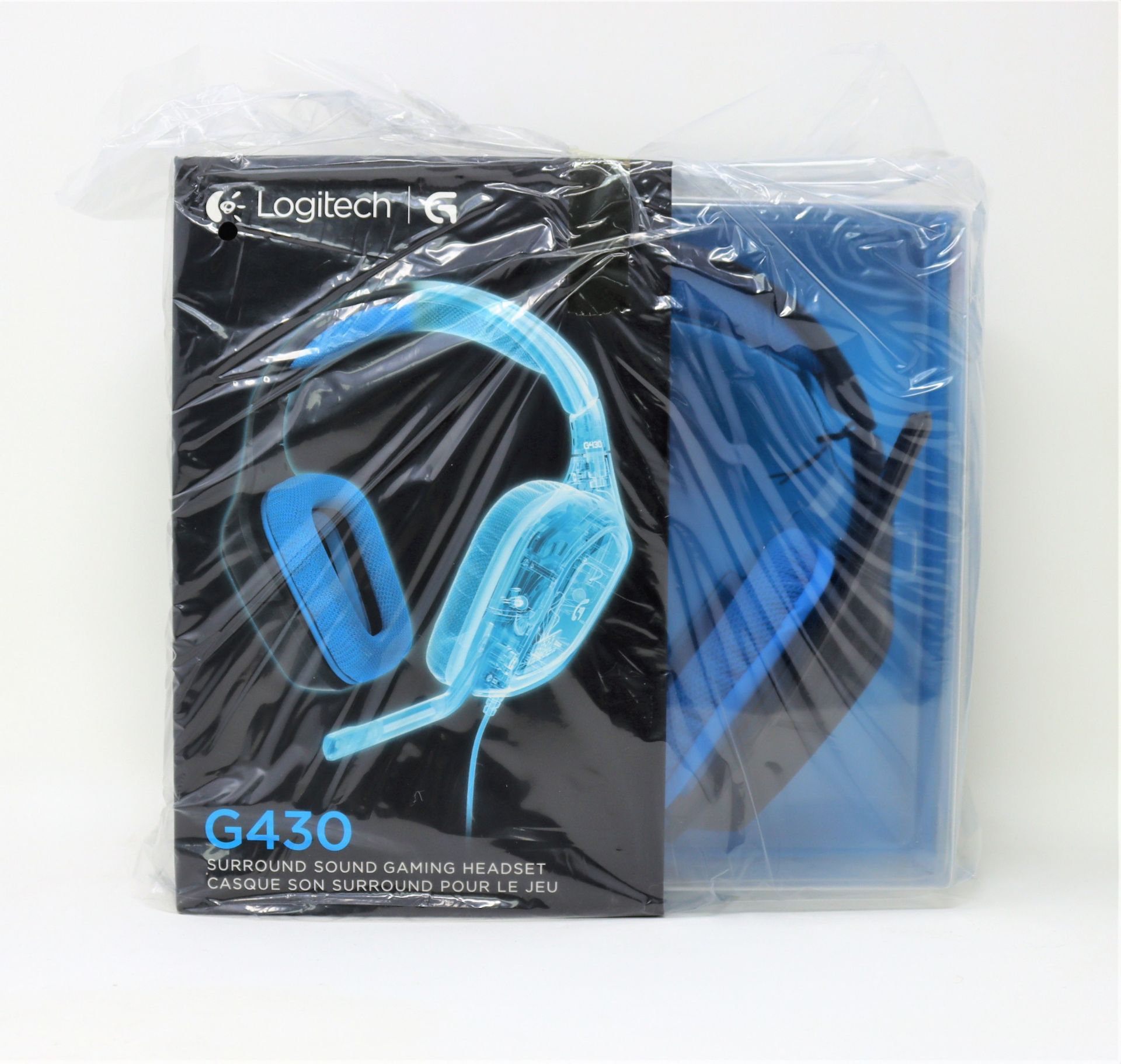 A boxed as new Logitech G Series G430 Surround Sound Gaming Headset in Black/Blue (P/N: 981-000536)