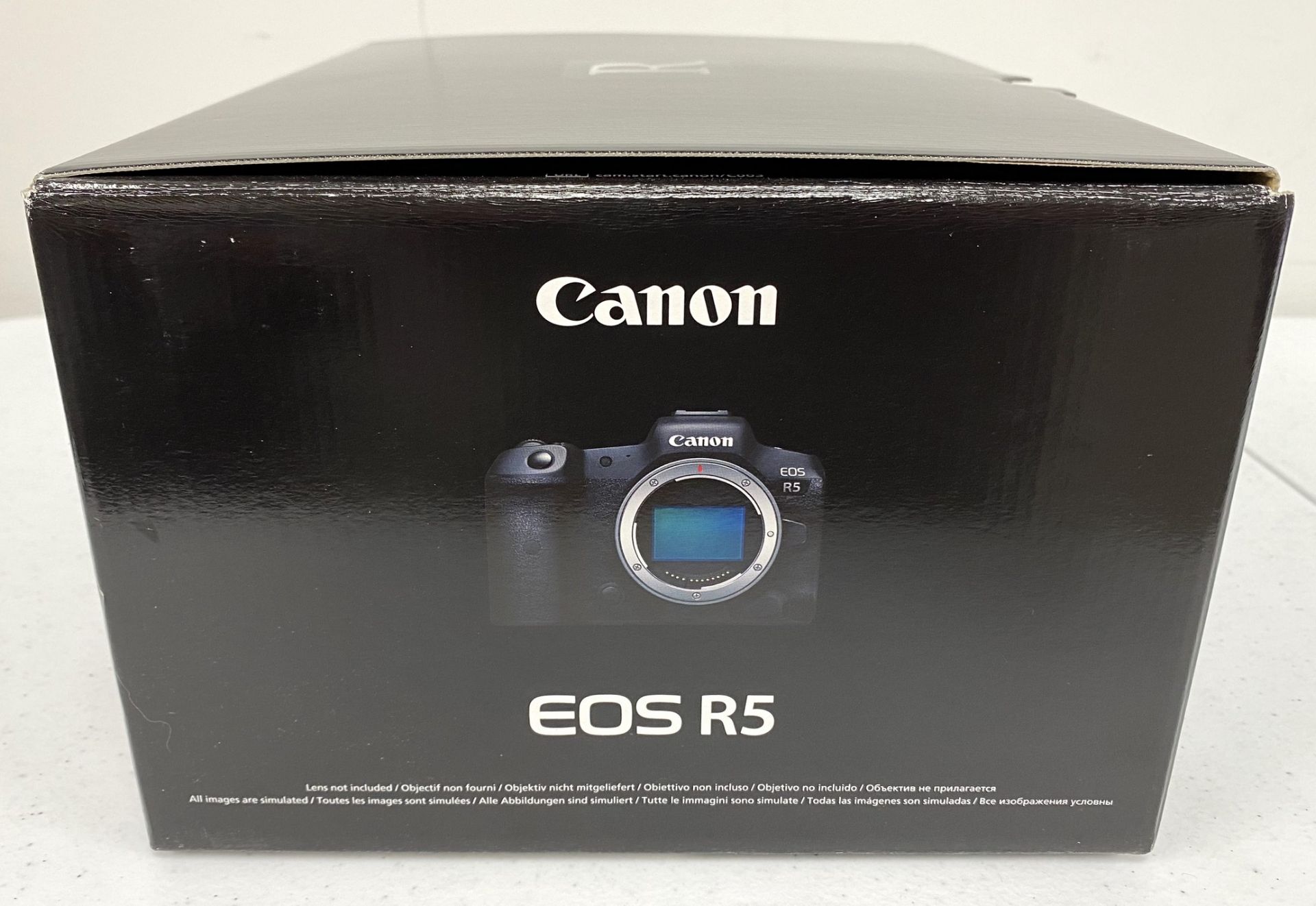 A boxed as new Canon EOS R5 Mirrorless Digital Camera (Body Only)(Box open,inner packaging sealed).