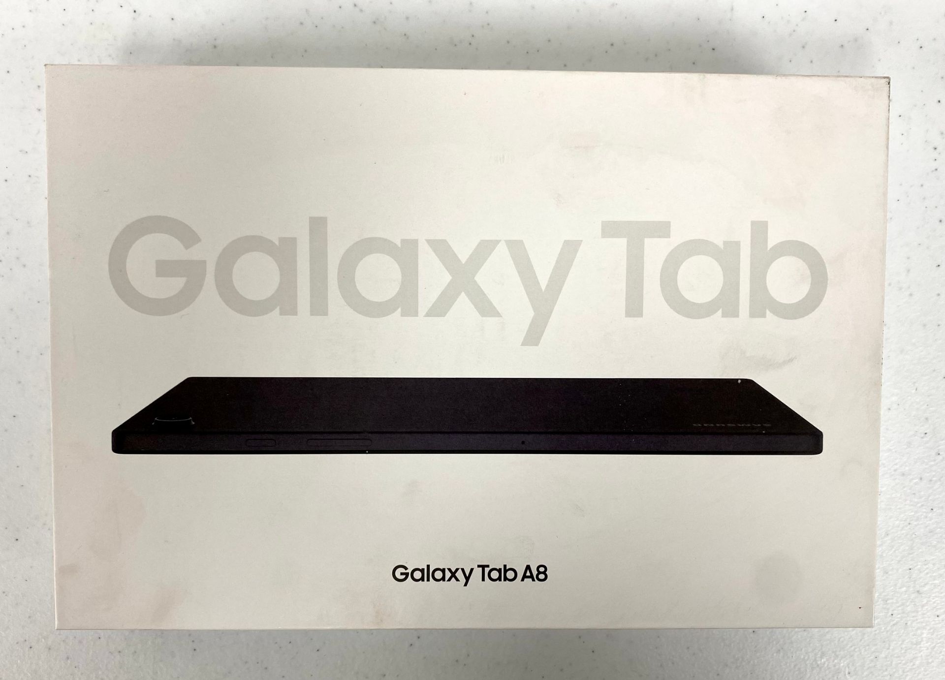 A pre-owned Samsung Galaxy Tab A8 (SM-X200) 10.5" 32GB Wi-Fi Tablet in Grey (Boxed, as new UK plug a