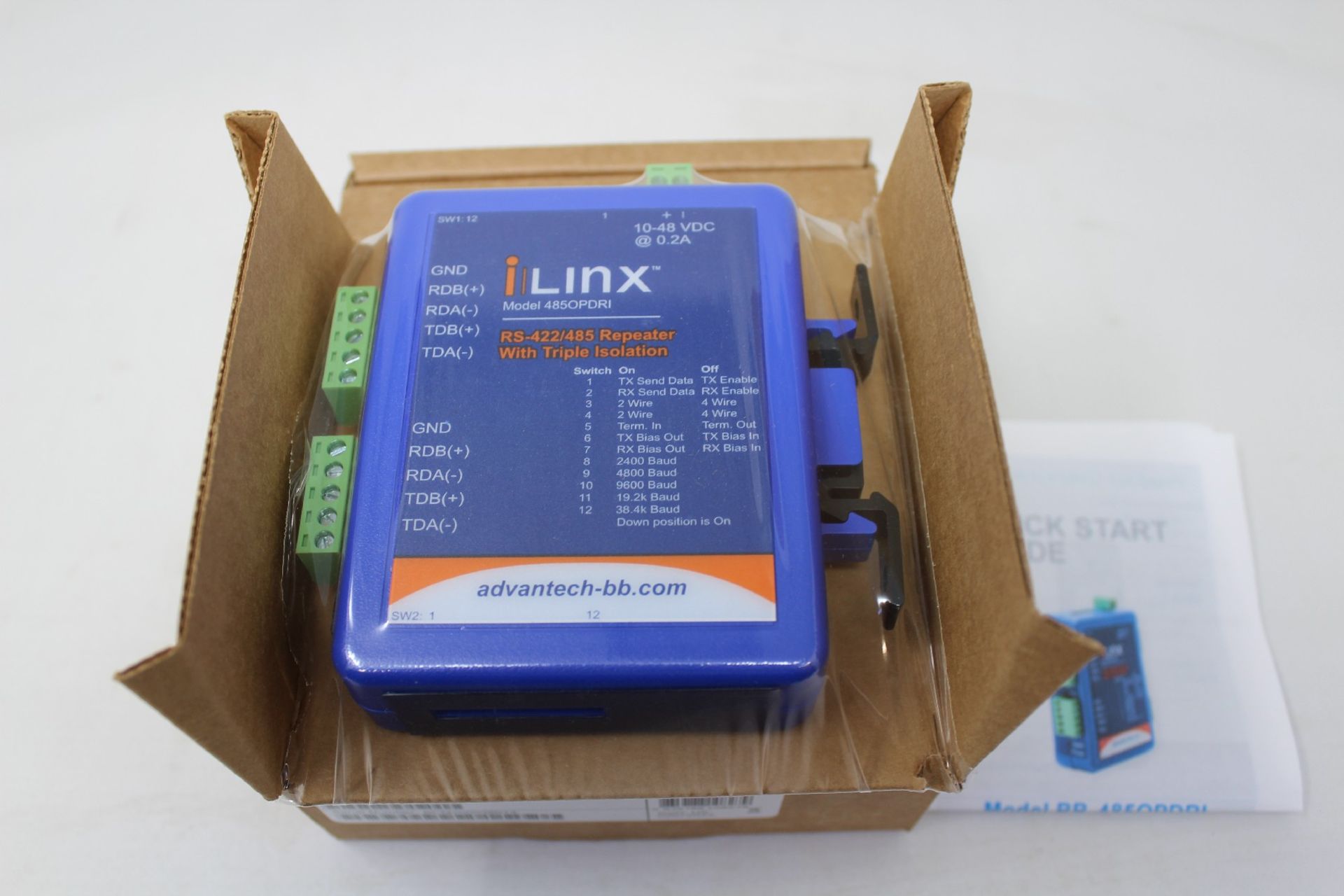 A boxed as new iLINX RS-422/485 Repeater with triple isolation (Model: 4850PDRI).