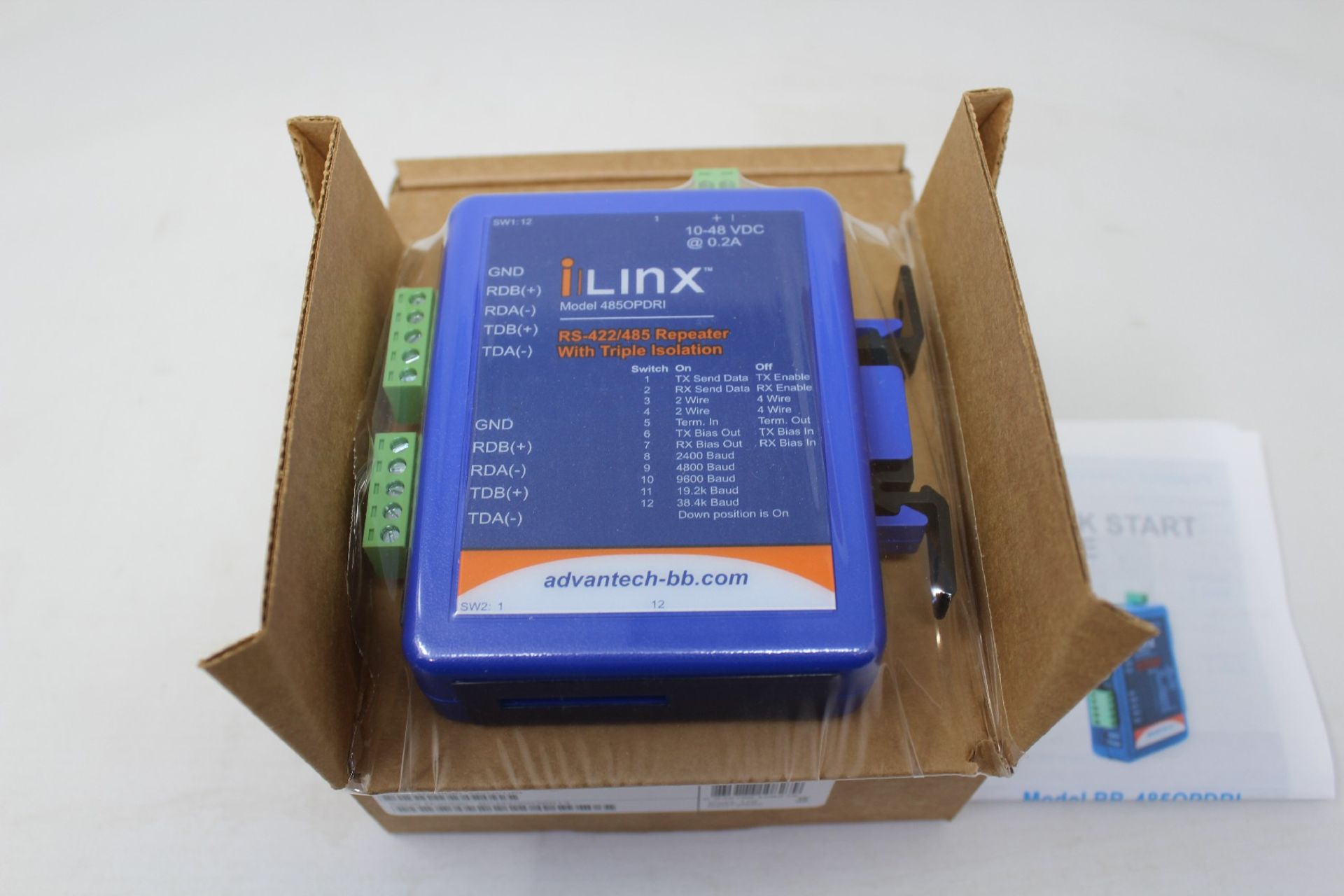 A boxed as new iLINX RS-422/485 Repeater with triple isolation (Model: 4850PDRI).