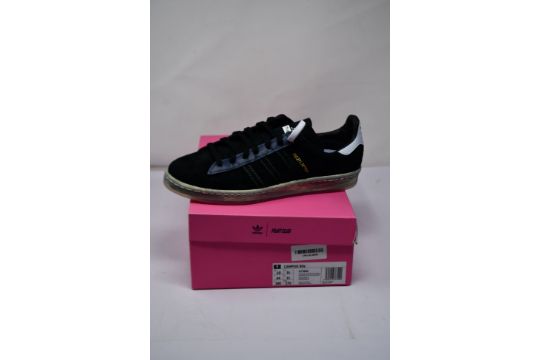 A pair of new Adidas x Fight Club Campus Trainers in cblack/owhite/vired (