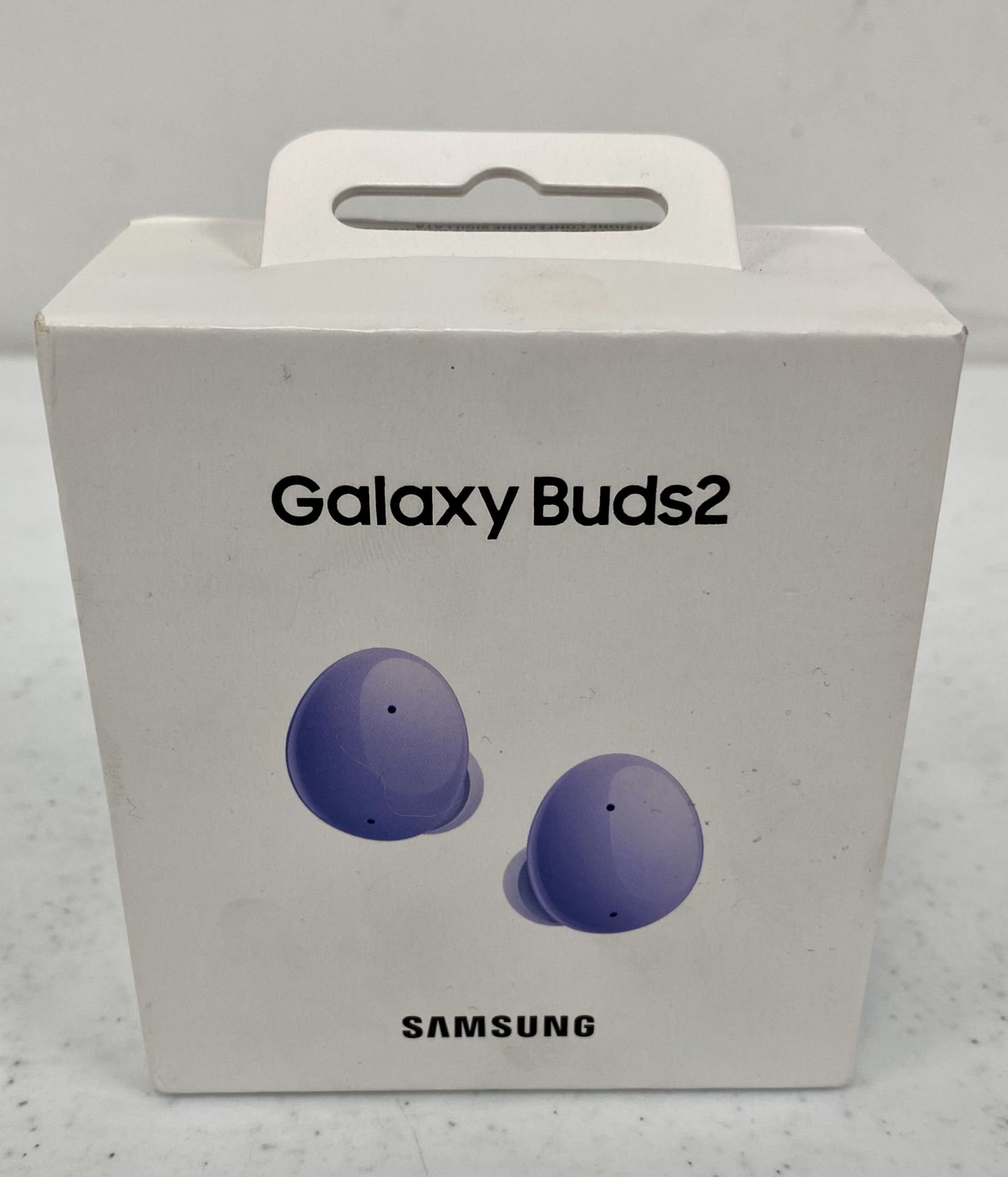 A boxed as new pair of Samsung Galaxy Buds2 True Wireless Earbuds in Lavender (EAN: 8806092612112) (