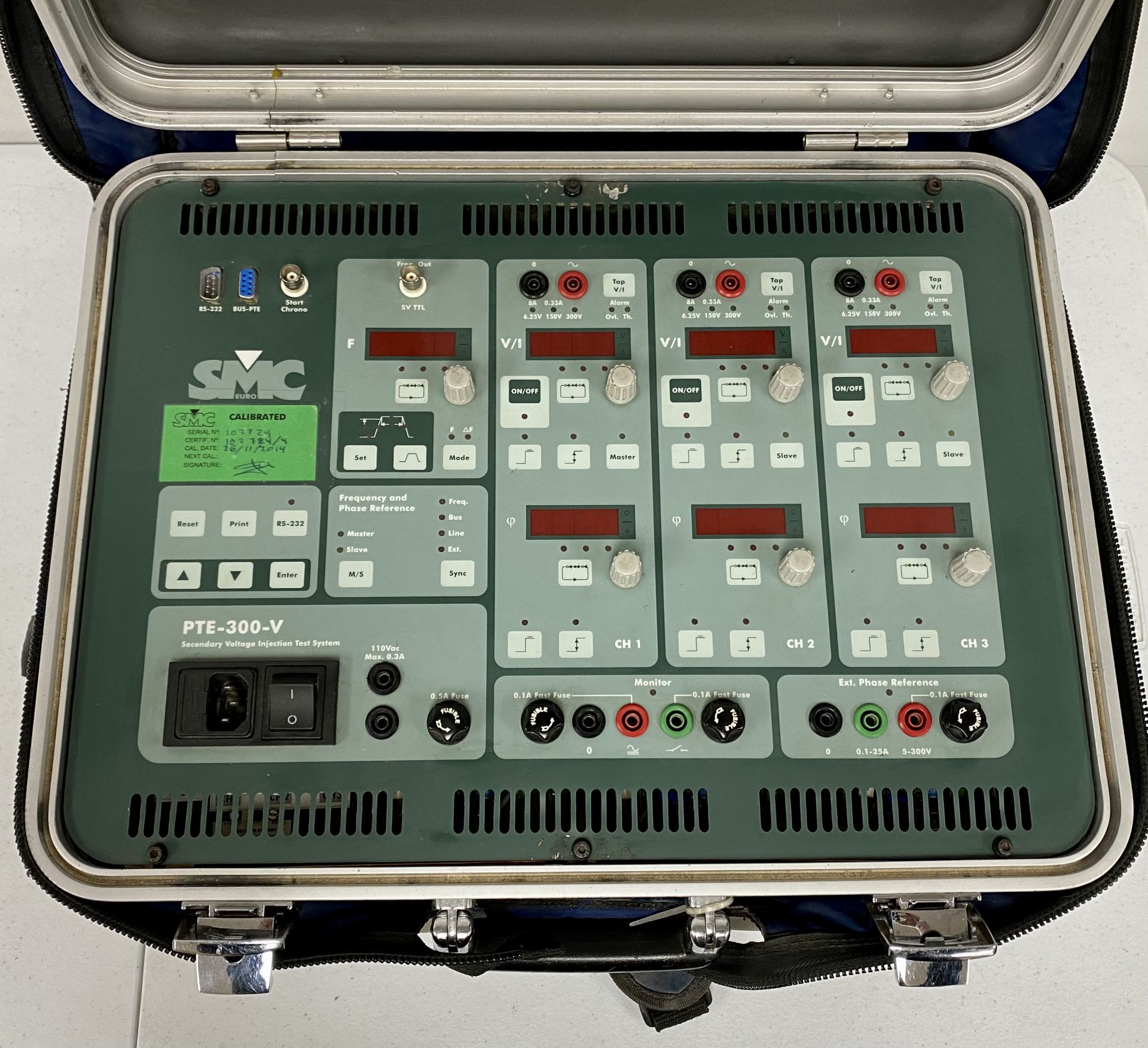 COLLECTION ONLY: A pre-owned EuroSMC PTE-300-V Three Phase Relay Tester (Powers on, displays functio