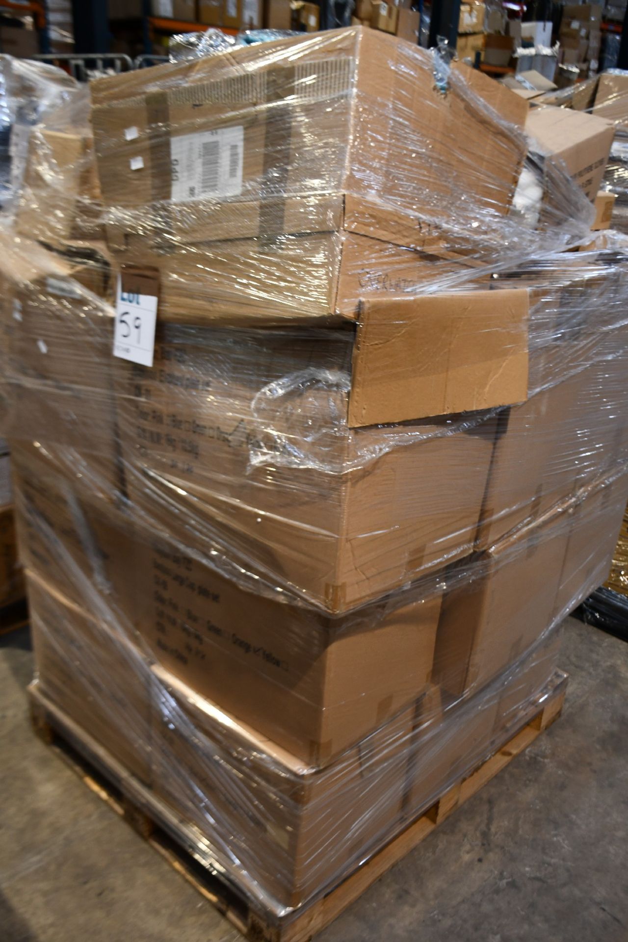 A pallet of assorted as new miscellaneous items to include bamboo plates/cup sets, microfiber