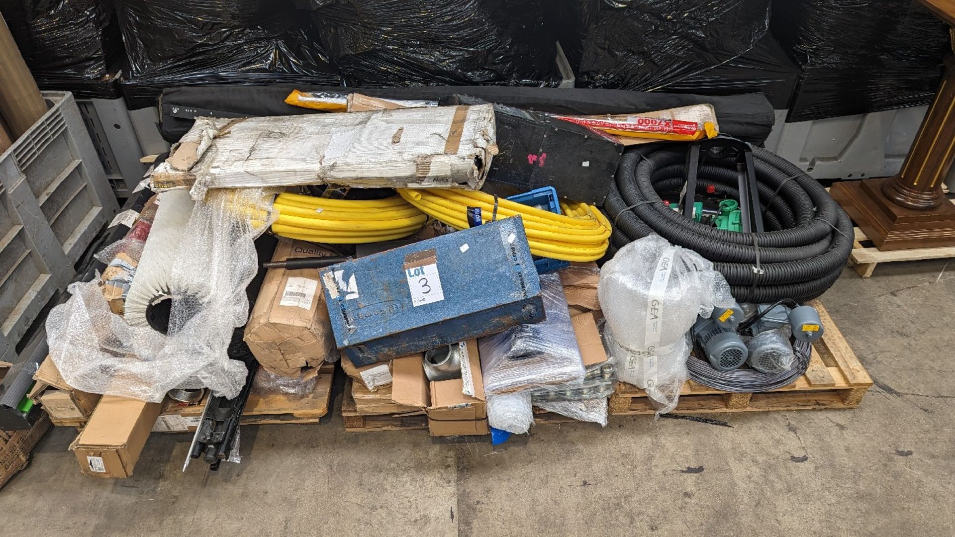 A quantity of commercial, industrial and related items to include pipes.