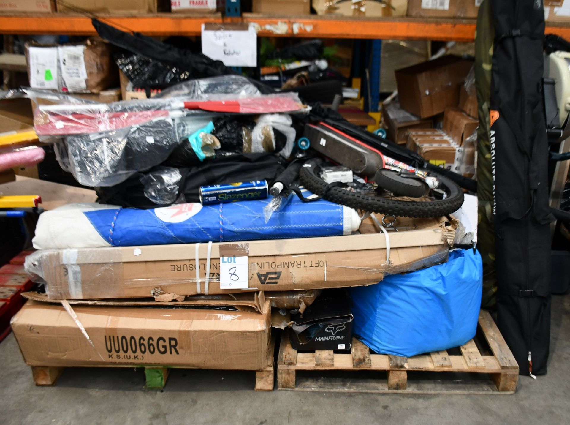 A quantity of sport and related items to include tennis rackets, fishing poles, paddles and electric