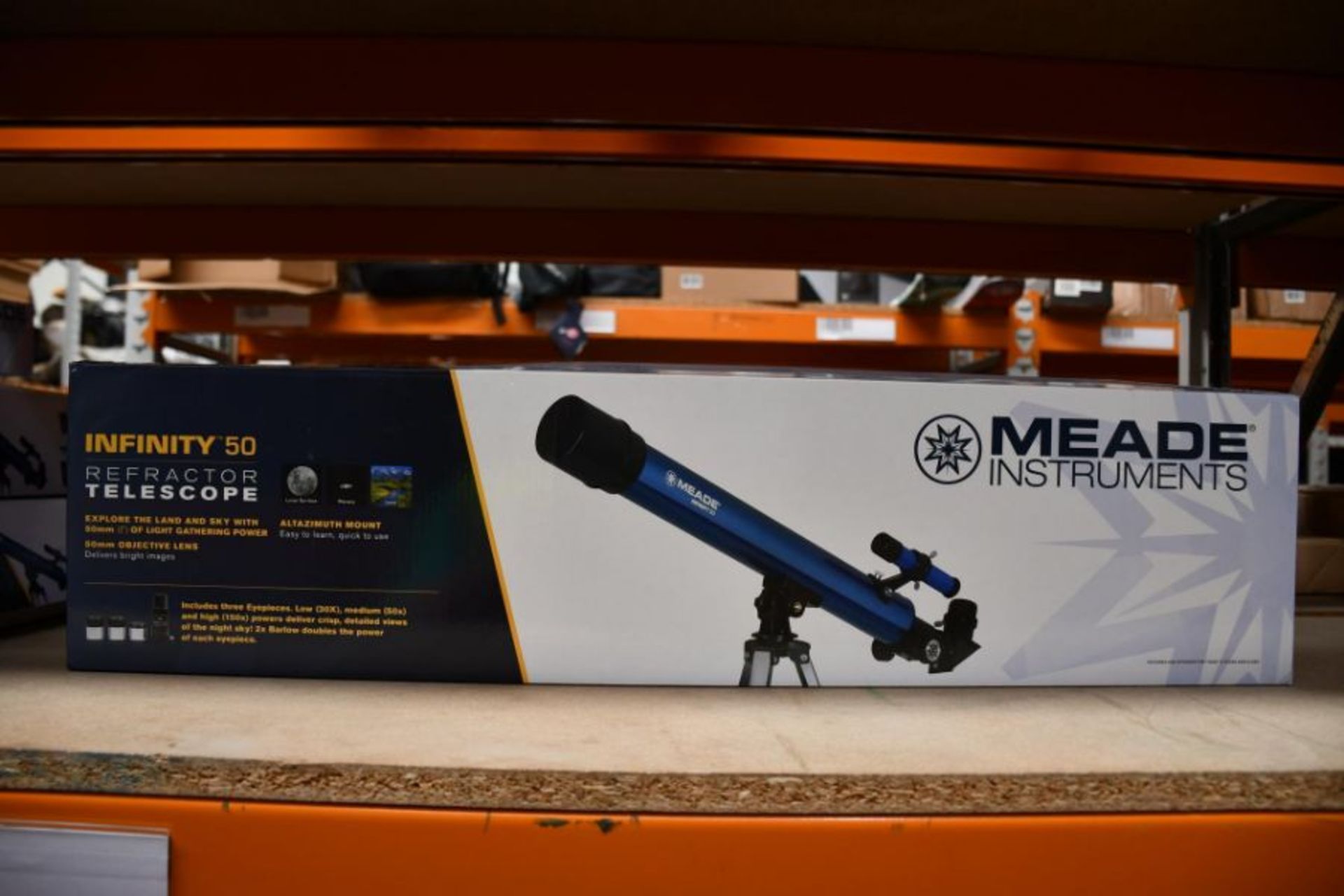 A boxed as new Meade Infinity 50 reflector telescope